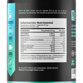 NADH 20 mg de 180 cápsulas, con Citrato de Magnesio, Colágeno y Vitamina C. NADH B Life