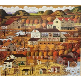 Charles Wysocki "Amish Autumn" New CUSTOM FRAMED Art Americana