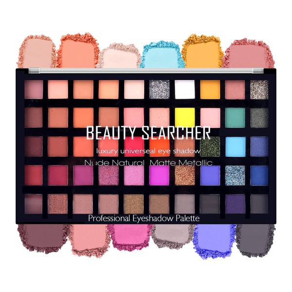 Beauty Searcher Professional Makeup Shadow Palette 50 Shades Shimmer Metallic Individual Finish Brights T03