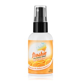 Flushie Pre-Toilet Sprays 2-Ounce Bottle, Citrus Fusion Scent, Bathroom Deodorizer, Poop Spray, Perfect for Travel 2oz