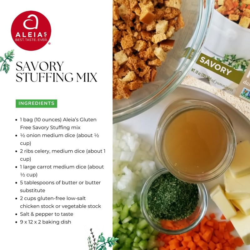 Aleia’s Gluten Free Savory Stuffing Mix – 10oz (1 Pack)