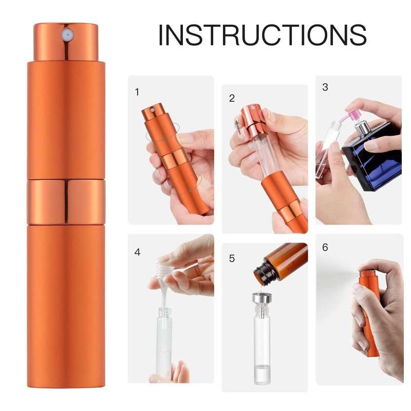 LISAPACK 8ML Atomizer Perfume Spray Bottle for Travel, Empty Refillable