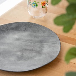 Abode Homewares Design TT21825677 Ethical Unbreakable Tableware, BPA Free, Blackened Wood Platter, Dinner Plate, Plate, 1 Plate, Diameter Approx. 10.6 inches (27 cm), Safe for Kids, Cafe Tableware, Lightweight, Dishwasher-Safe, Birthday Gift, Women, Bamb