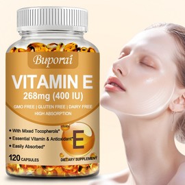 Vitamin E Softgel Capsules (400IU) Skin Whitening Anti-Aging Immune System Support Antioxidant Dietary Supplement, 3 Count, 120 Tablets / 비타민 E 소프트젤 캡슐(400IU) 피부 미백 노화 방지 면역 체계 지원 항산화 건강 보조 식품, 3개, 120정