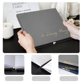 Braveriky - Libro de visitas minimalista, libro de visitas con letrero de mesa, libro de visitas de tapa dura para servicio funerario, 320 entradas, 9 x 7.5 pulgadas, gris