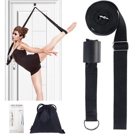 Adjustable Leg Stretcher Lengthen Ballet Stretch Band - Easy Install on Door Flexibility Stretching Leg Strap Great Cheer Dance Gymnastics Trainer Stretching Equipment Taekwondo Training (Black)