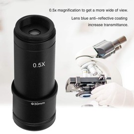 Lazmin Adaptador de microscopio, 0.5X C-Mount 30/30.5mm Adaptador para Lente de Ocular de cámara CCD de microscopio, Adaptador de Lente