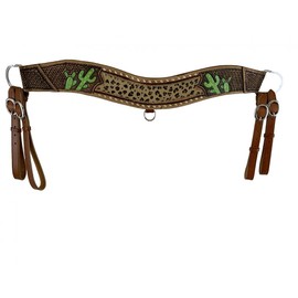 Showman Painted Cactus Leather Tripping Collar w/Cheetah Print Hair-On Inlay