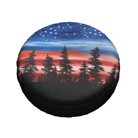 American Flag Sky Painting Spare Tire Cover Wheel Protector Universal Fit for RV SUV Truck Trailer Accessories 14" 15" 16" 17"
