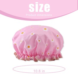 LAKJUOZ Pack of 2 Reusable Shower Caps for Women Girls Shower Shower Waterproof Double Layer with Elastic Bands for Women Girls Shower Spa Salon