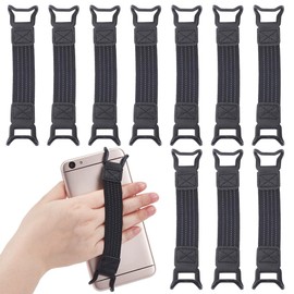 PLIGREAT 10 Pcs Mobile Phone Security Hand Strap Holder, Black Universal Cellphone Elastic Bands Smartphone Drop Prevention Grip Belt for Kindle Phone Electronic Device Accessory