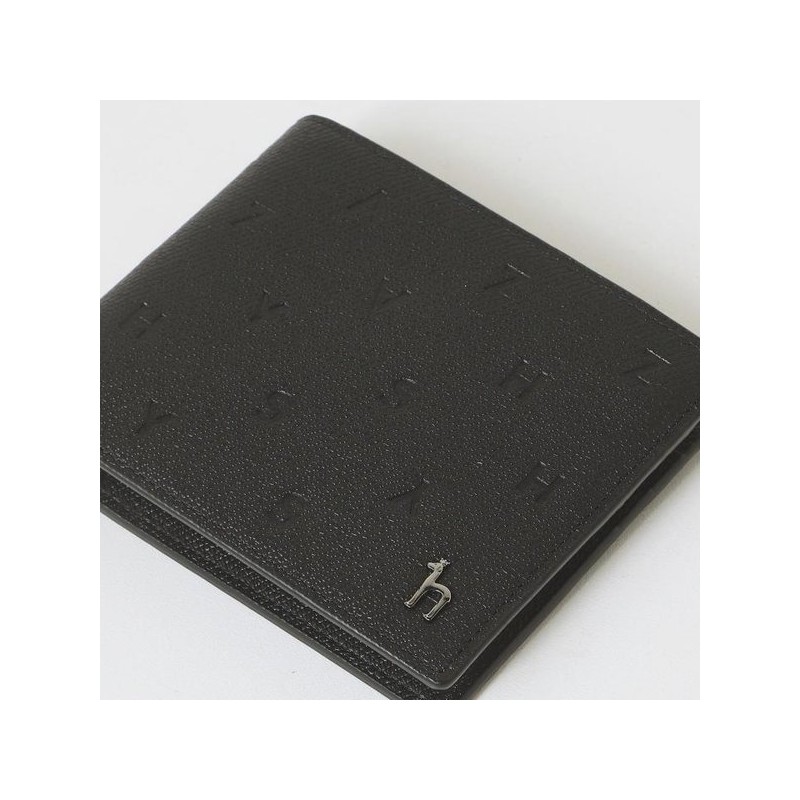 Hazzys (신세계센텀점)HAZZYS ACC블랙 가죽 음각 레터링 패턴 반지갑 HJWA4E580BK (Shinsegae