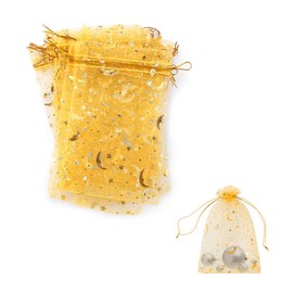 Jagowa 30Pcs Organza Bag with Drawstring, Mesh Gift Wrap Bags Star Moon Jewellery Pouches for Wedding Birthday Party Festival 10×15cm (White)