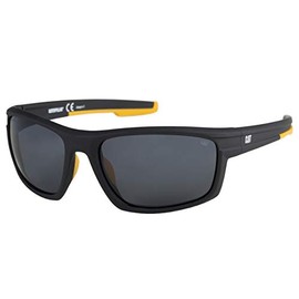 Caterpillar Men's Motor Polarized Sunglasses Rectangular, Rubberized Matte Black, 62 mm
