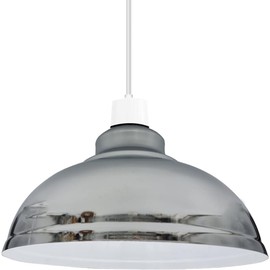 LEDSone Metal Chrome Ceiling Lamp Shade 29cm Easy Fit Light Pendant Modern Ceiling Lighting Shade for Bedroom, Hallway, Office Industrial Kitchen Hanging Light Shade Ceiling Pendant