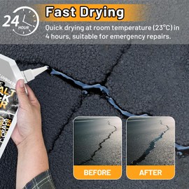 Asphalt Crack Filler, 4.5LB High Elasticity Driveway Crack Filler, Self Leveling Waterproof Repair Sealant for Driveway, Walkway, Road, Blacktop Concrete Joint, Indoor & Outdoor - Black (74oz)