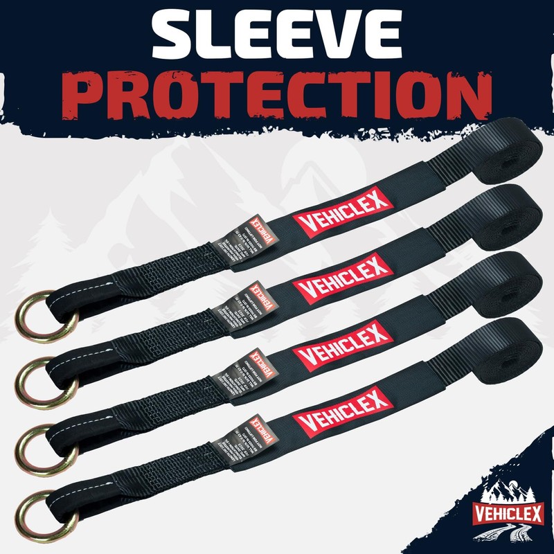 Vehiclex Lasso Wheel Tie Down Straps with Snap Hooks –