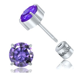 ZQGOFPT Titanium Stud Earrings for Women Girls Hypoallergenic 5A Rainbow Cubic Zirconia Earrings Studs Flat Back Double-side Cartilage Earring for Sensitive Ears, Titanium, Cubic Zirconia