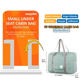 for Easyjet Airlines Cabin Bag 45x36x20 Underseat Foldable Travel Duffel Bag Holdall Tote Carry on Luggage Overnight for Women and Men 25L (Mint Green)