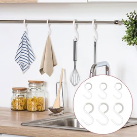 KALIONE 6 Pcs Plastic S Hooks, 2.5/3.5 Inch Flexible Neck Plastic Hooks, S-Shaped Hook Quiet Hooks, Small Closet S Hooks, Rust-Free Hooks for Hanging Clothes Cookware Tableware Hats Towels