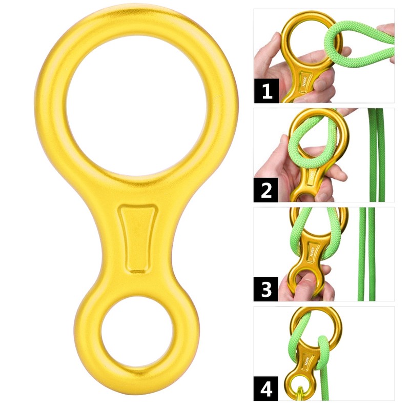 35KN Figure 8 Word Rope Descender Rappel Ring Rock Climbing