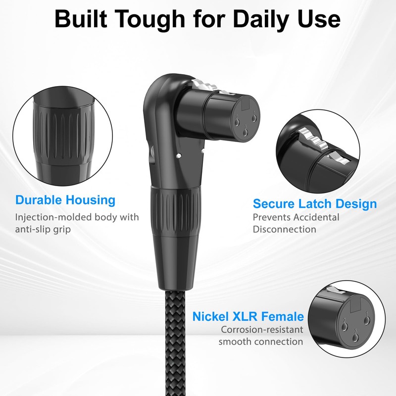 HOSONGIN Right Angle XLR Cable, Adjustable-Angle Female to Straight Male