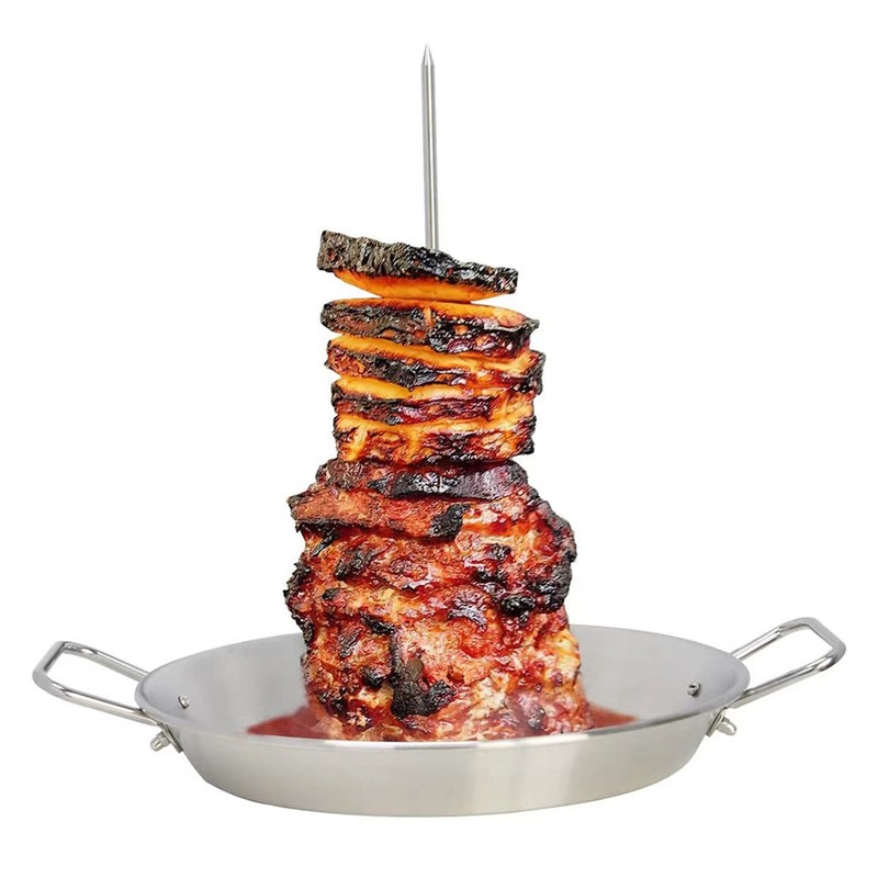 Vertical Skewer Screw Grill Pan Stainless Steel Removable Brazilian Vertical