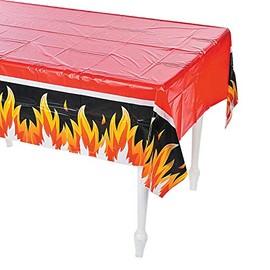 Fire Heroes Disposable Tablecloth - Fire Plastic Table Cover 9 FT Long - Firefighter Party Supplies - Fire Birthday Party, Firefighter Theme Birthday Table Decor - Fire Decoratioms