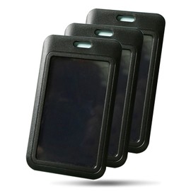 Auzly 10-Pack Professional ID Badge Holders | Slide-Open Clear Window Card Protectors | Vertical/Horizontal Swipe Card Cases for Work, School, Licenses & Passes (Black) (Black)