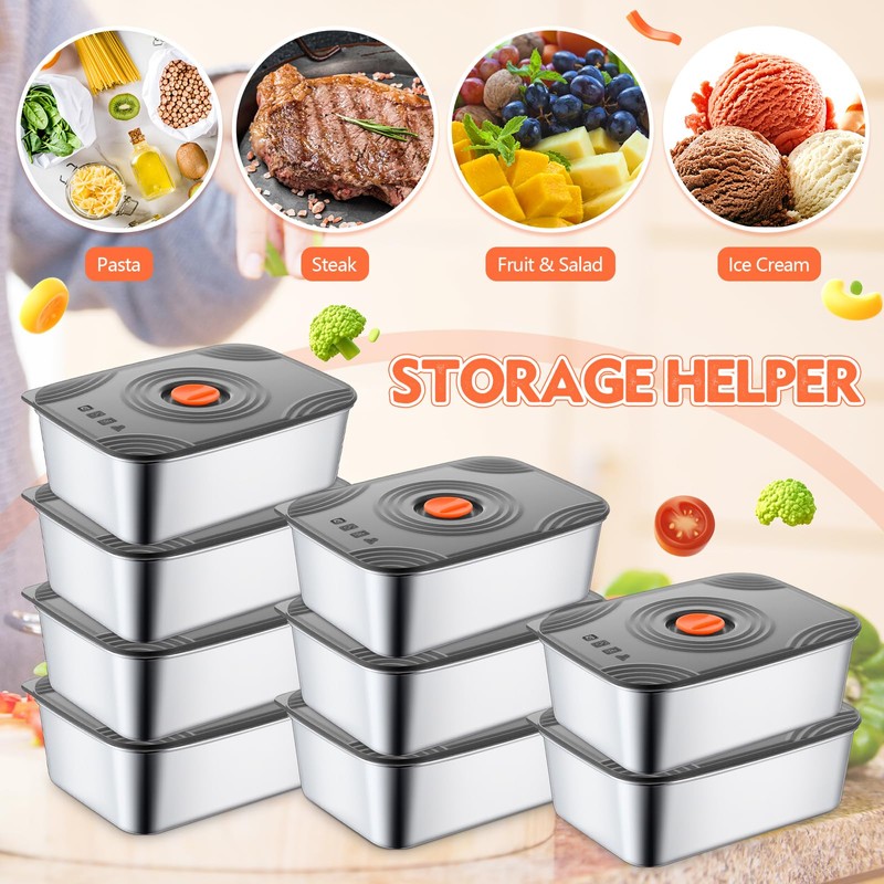 Layhit 16 Sets 34oz Stainless Steel Food Storage Containers with