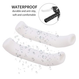 Lightweight Waterproof Grips Comfortable Bike Brake Lever Protector Pair for Long Riding, PurpleTransparent White, 30mm Handlebar (White)