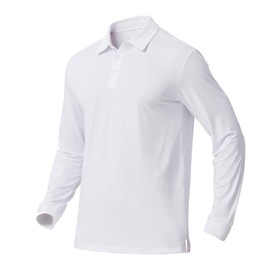 NAVISKIN Men's Long Sleeve Polo Shirts Golf Shirts Quick Dry UPF 50 Moisture Wicking Polo Shirts White Size M
