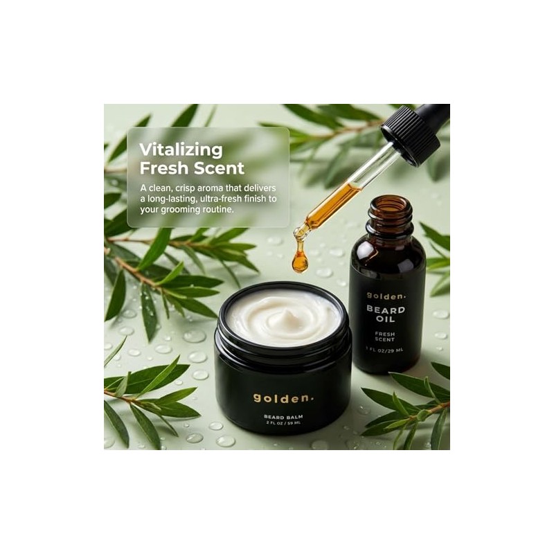 Golden Grooming Company Kit Barba Cuidado Completo Aceite Bálsamo Champú