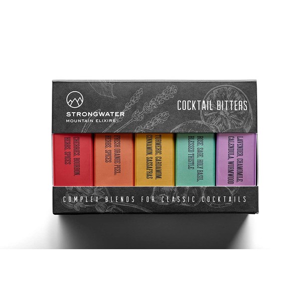 Strongwater Cocktail Bitters Collection Gift Set (5 Bottles, 3 Fl Oz each) Includes Cherry Bourbon, Orange, Floral Lavender, Old Fashioned Aromatic and Virtue Rose & Sage Flavors