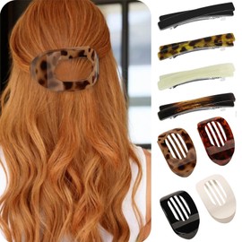 Hair Clips for Thin Hair, Pack of 8 Hair Clips, Flat Women, Hair Clip for Dunn Hair, Jaw Clips, Hair Styling Accessories for Women, Girls (8 Pieces, Leopard)