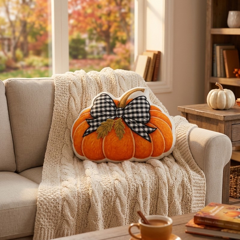 Pumpkin Plush Throw Pillow for Fall Home Decor – Buffalo