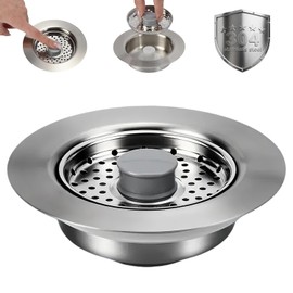 Sink Drain Strainer - Kitchen Sink Stopper, 3 In 1 Kitchen Sink Drain Strainer with Anti-Clogging Basket, Fit US Standard 3-1/2'' Sink Hole