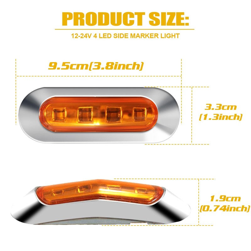 ALFU 40PCS Amber DC 12-24V LED Trailer Lights Side Marker