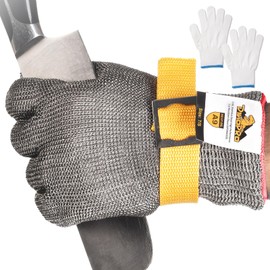 dinopro Upgraded 2.0 ANSI A9 Cut Resistant Glove Food Grade Cutting,Stainless Steel Mesh Metal Glove Mandoline Knife Protection for Slicing,Kitchen Cooking,Oyster Shucking and Fish Scale Remover