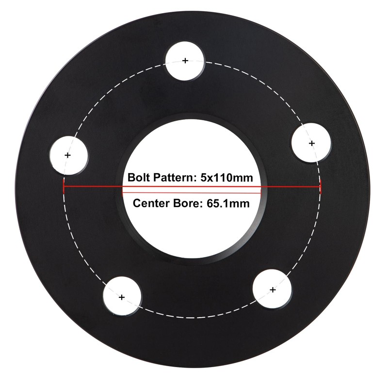 VLAOSCHI Black Forged 5x110 Hubcentric Wheel Spacers 5mm with 65.1mm