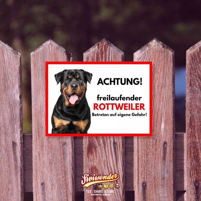 Rottweiler Freilaufender Hund Dog Sign Saying Door Sign Dog Sign