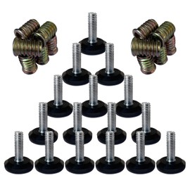 5/16" Threaded Leveling Feet Screw On for Furniture/Table/Chair/Bar Stool Glides,5/16-18 UNC Thread Adjustable Leg Levelers Screws in Foot Pads,28mm Teflon Nylon Base(16 Pcs/Pack)