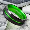 Sublime 8mm Black Tungsten Ring w/Lime Green Stripe & Matching