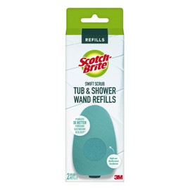 Scotch-Brite Swift Scrub Tub & Shower Wand Refills, Ideal for Bathroom Buildup, Glass Door, Shower and Bath Cleaner, Soap Scum Remover, 2 Wand Refills