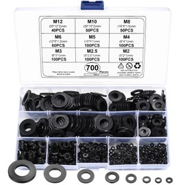 700 Pcs Nylon Flat Washers Kit, Round Flat O Ring Washers Spacers, Nylon Plastic Locking Washer Kit, Tap Sealing Gasket Washers for Plumbing, Tap, Mechanical Repair - M2/M2.5/M3/M4/M5/M6/M8/M10/M12