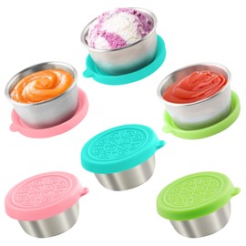6x1.6 Oz Salad Dressing Containers With Lids, Small Leakproof Reusable Stainless Steel Salad Dressing Container To Go For Lunch Boxes,Sauce containers, Picnics,Travel Meal Prep And Kitchen Storage.
