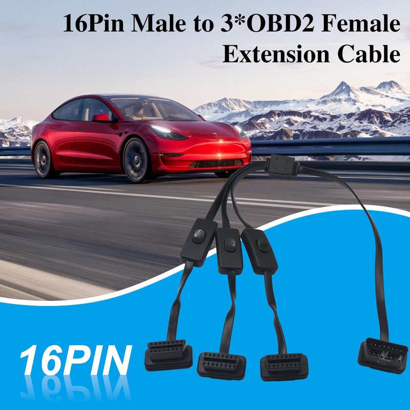 Duttek OBDII 1 to 3 Y Splitter Cable 2FT/60cm, Rihght
