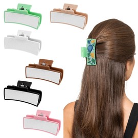 Framendino, 6 Pack Sublimation Hair Claw Clip Blanks Non Slip Clips for DIY Rectangle Colors