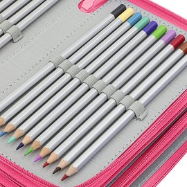 IPENNY Super Large Pencil Case with Zip Oxford Pencil Case 72 Slots Pencil Case Pencil Case Pencil Box for Colouring Pencils (without Pencil), pink, Rectangular