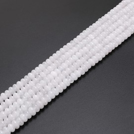 Land Long - 76 abalorio de piedra de jade blanca real natural de 5 x 8 mm, abalorio de piedras preciosas redondas lisas para hacer joyas, collares, manualidades, pulseras